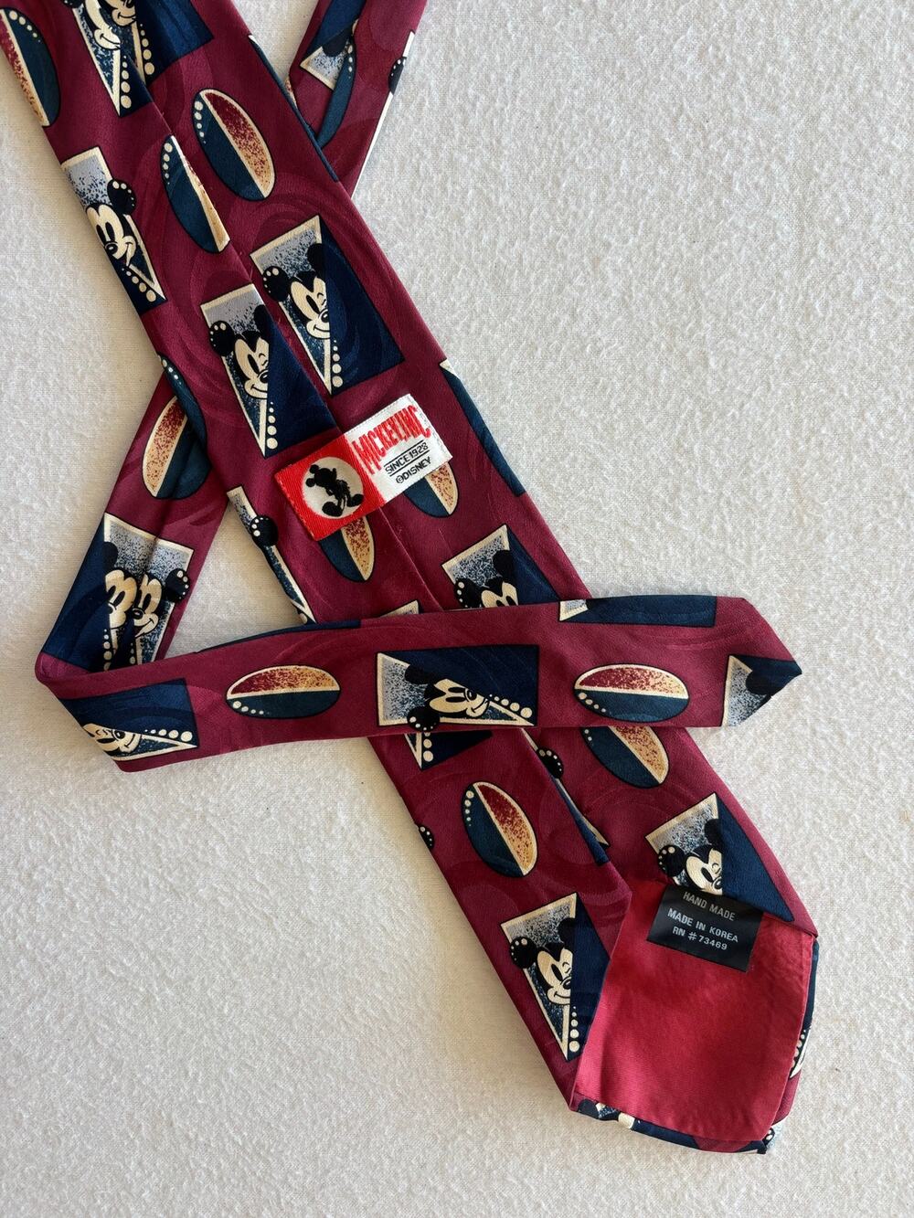 Vintage 90s 100% Silk Disney Mickey Inc Peek Mickey Mouse Novelty Necktie Korea
